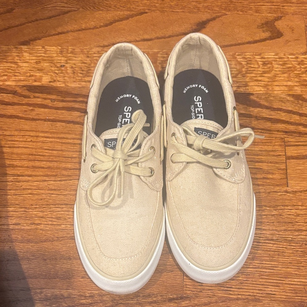 Sperry Cream with Sparkles Boat Shoes